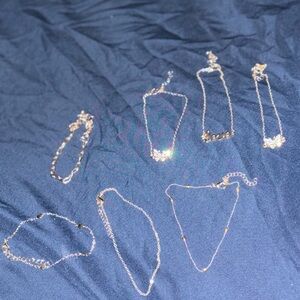 Women’s anklets pack of 7 yellow gold plated